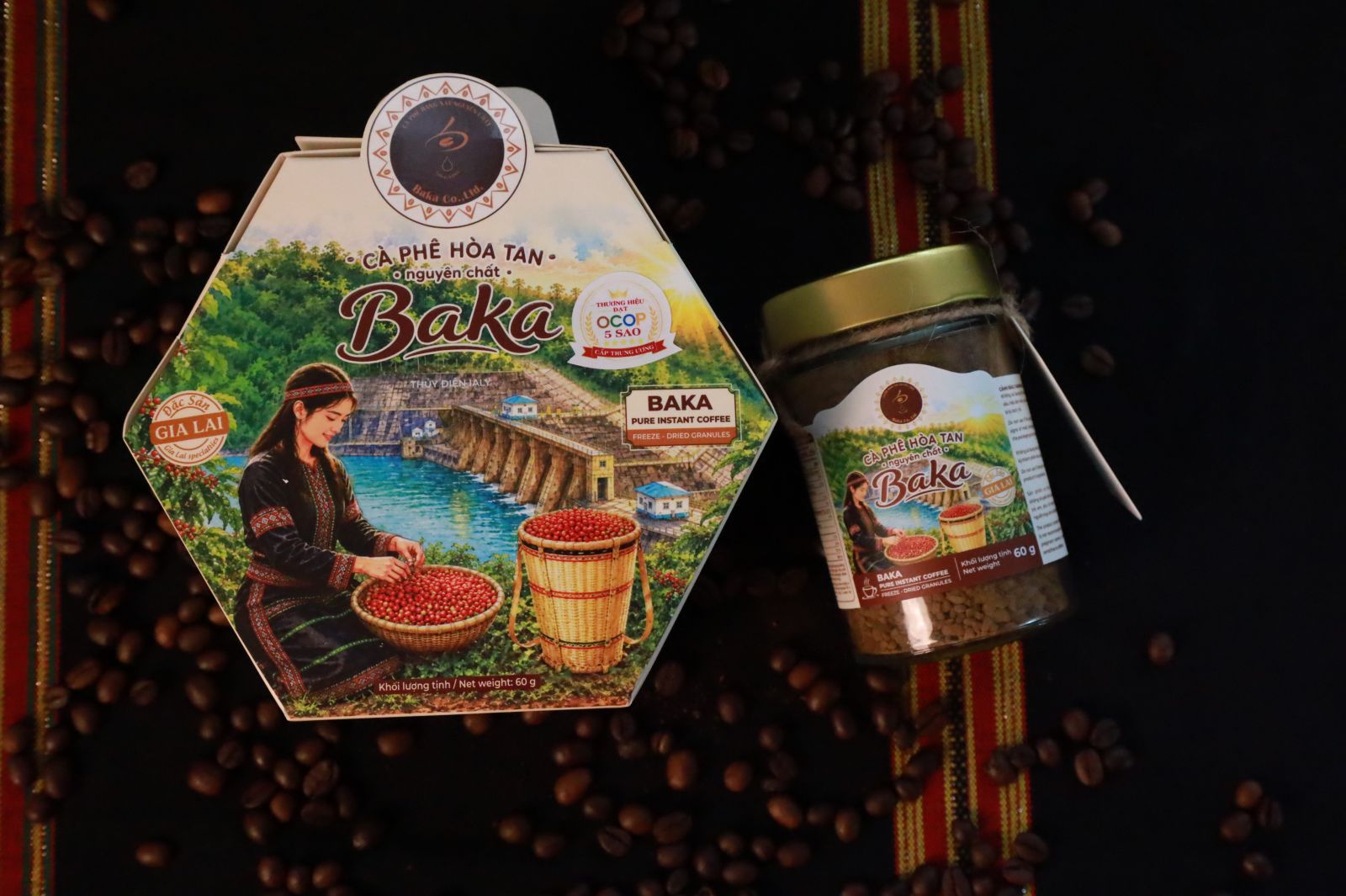 Cà phê Hòa Tan Nguyên Chất Sấy Cốm Baka hũ 60g đặc sản Gia Lai
